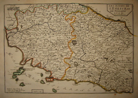 De Fer Nicolas (1646-1720) Les Estats de l'Eglise, et de Toscane 1702 Parigi